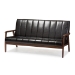 Baxton Studio Nikko Mid-century Modern Scandinavian Style Black Faux Leather 3 Pieces Living Room Sets - BBT8011A2-Black 3PC Set