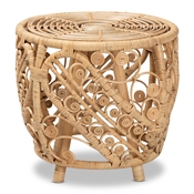 Baxton Studio Saranna Modern Bohemian Natural Brown Finished Rattan End Table Baxton Studio restaurant furniture, hotel furniture, commercial furniture, wholesale living room furniture, wholesale end table, classic end table