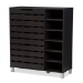 Baxton Studio Shirley Modern and Contemporary Dark Brown Wood 2-Door Shoe Cabinet with Open Shelves - SR-002-Espresso