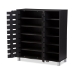 Baxton Studio Shirley Modern and Contemporary Dark Brown Wood 2-Door Shoe Cabinet with Open Shelves - SR-002-Espresso
