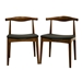 Baxton Studio Sonore Mid-Century Modern Black Faux Leather and Walnut Brown Finished Wood 2-Piece Dining Chair Set - DC-593
