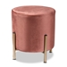 Baxton Studio Thurman Contemporary Glam and Luxe Pink Velvet Fabric Upholstered and Gold Finished Metal Ottoman - FZD190717-Blush Pink Velvet-Ottoman