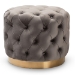 Baxton Studio Valeria Glam Gray Velvet Fabric Upholstered Gold-Finished Button Tufted Ottoman - TSFOT030-Slate Grey/Gold-Otto
