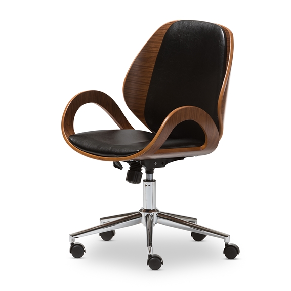 Baxton Studio Watson Walnut and Black Modern Office Chair