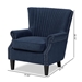 Baxton Studio Wilhelm Classic and Traditional Navy Blue Velvet Fabric Upholstered and Dark Brown Finished Wood Armchair - HH-056-Velvet Blue-Chair