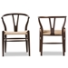 Baxton Studio Wishbone Chair - Dark Brown Wood Y Chair (Set of 2)