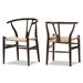Baxton Studio Wishbone Chair - Dark Brown Wood Y Chair (Set of 2) - DC-541-Dark Brown