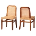 bali & pari Caspia Mid-Century Modern Walnut Brown Mahogany Wood and Natural Rattan 2-Piece Dining Chair Set - Caspia-Teak-DC