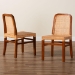 bali & pari Caspia Mid-Century Modern Walnut Brown Mahogany Wood and Natural Rattan 2-Piece Dining Chair Set - Caspia-Teak-DC
