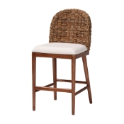 bali & pari Denver Modern Bohemian Walnut Brown Finished Acacia Wood and Seagrass Counter Stool Baxton Studio restaurant furniture, hotel furniture, commercial furniture, wholesale bar furniture, wholesale counter stools, classic counter stools