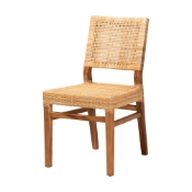 bali & pari Lesia Modern Bohemian Natural Brown Rattan and Walnut Brown Mahogany Wood Dining Chair Baxton Studio restaurant furniture, hotel furniture, commercial furniture, wholesale dining room furniture, wholesale dining chairs, classic dining chairs