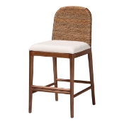bali & pari Nadim Modern Bohemian Seagrass and Acacia Wood Counter Stool Baxton Studio restaurant furniture, hotel furniture, commercial furniture, wholesale bar furniture, wholesale counter stools, classic counter stools