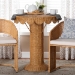 bali & pari Pabla Bohemian Light Honey Rattan Scalloped Accent Table - Palm Short-Round-Natural Rattan-Console Table
