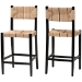 bali & pari Prita Bohemian Paper Loom and Black Mahogany Wood 2-Piece Bar Stool Set - BC-02-Parekesit-Wood/Black-BS