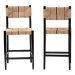 bali & pari Prita Bohemian Paper Loom and Black Mahogany Wood 2-Piece Bar Stool Set - BC-02-Parekesit-Wood/Black-BS