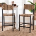 bali & pari Prita Bohemian Paper Loom and Black Mahogany Wood 2-Piece Bar Stool Set - BC-02-Parekesit-Wood/Black-BS