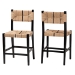 bali & pari Prita Bohemian Paper Loom and Black Mahogany Wood 2-Piece Counter Stool Set - CC-01-Wood/Black-CS