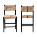 bali & pari Prita Bohemian Paper Loom and Black Mahogany Wood 2-Piece Counter Stool Set - CC-01-Wood/Black-CS