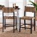 bali & pari Prita Bohemian Paper Loom and Black Mahogany Wood 2-Piece Counter Stool Set - CC-01-Wood/Black-CS