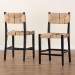 bali & pari Prita Bohemian Paper Loom and Black Mahogany Wood 2-Piece Counter Stool Set - CC-01-Wood/Black-CS