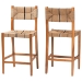 bali & pari Prita Bohemian Paper Loom and Natural Mahogany Wood 2-Piece Bar Stool Set - BC-02-Parekesit-Wood/Brown-BS