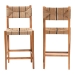 bali & pari Prita Bohemian Paper Loom and Natural Mahogany Wood 2-Piece Bar Stool Set - BC-02-Parekesit-Wood/Brown-BS