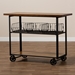 Baxton Studio Felix Rustic and Industrial Farmhouse Walnut Brown Finished Wood and Black Finished Metal Console Cart - YLX-0906-011-Console Cart
