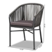 Baxton Studio Marcus Modern and Contemporary Grey Finished Rope and Metal Outdoor Dining Chair - WA-5144-Grey-DC