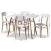 Baxton Studio Wayne Modern and Contemporary White and Walnut Finished Metal 5-Piece Dining Set - LY-N0537A-5PC Dining Set