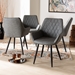 Baxton Studio Astrid Mid-Century Contemporary Grey Faux Leather Upholstered and Black Metal 4-Piece Dining Chair Set - 19A09-Grey/Black-DC