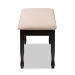 Baxton Studio Corey Modern and Contemporary Sand Fabric Upholstered and Dark Brown Finished Wood Dining Bench - RH039-Sand/Dark Brown-Dining Bench