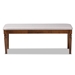 Baxton Studio Giovanni Modern and Contemporary Grey Fabric Upholstered and Walnut Brown Finished Wood Dining Bench - RH038-Grey/Walnut-Dining Bench