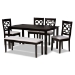 Baxton Studio Gabriel Modern and Contemporary Grey Fabric Upholstered and Dark Brown Finished Wood 6-Piece Dining Set