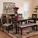 Baxton Studio Gabriel Modern and Contemporary Grey Fabric Upholstered and Dark Brown Finished Wood 6-Piece Dining Set - RH335C-Grey/Dark Brown-6PC Dining Set
