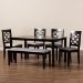 Baxton Studio Gabriel Modern and Contemporary Grey Fabric Upholstered and Dark Brown Finished Wood 6-Piece Dining Set - RH335C-Grey/Dark Brown-6PC Dining Set