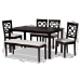 Baxton Studio Gabriel Modern and Contemporary Grey Fabric Upholstered and Dark Brown Finished Wood 6-Piece Dining Set - RH335C-Grey/Dark Brown-6PC Dining Set