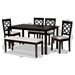 Baxton Studio Gabriel Modern and Contemporary Grey Fabric Upholstered and Dark Brown Finished Wood 6-Piece Dining Set - RH335C-Grey/Dark Brown-6PC Dining Set