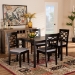 Baxton Studio Henry Modern and Contemporary Grey Fabric Upholstered and Dark Brown Finished Wood 5-Piece Dining Set - RH335C-Grey/Dark Brown-5PC Dining Set