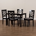 Baxton Studio Henry Modern and Contemporary Grey Fabric Upholstered and Dark Brown Finished Wood 5-Piece Dining Set - RH335C-Grey/Dark Brown-5PC Dining Set
