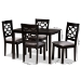 Baxton Studio Henry Modern and Contemporary Grey Fabric Upholstered and Dark Brown Finished Wood 5-Piece Dining Set - RH335C-Grey/Dark Brown-5PC Dining Set