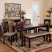 Baxton Studio Gabriel Modern and Contemporary Sand Fabric Upholstered and Dark Brown Finished Wood 6-Piece Dining Set - RH335C-Sand/Dark Brown-6PC Dining Set