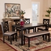 Baxton Studio Gabriel Modern and Contemporary Sand Fabric Upholstered and Dark Brown Finished Wood 6-Piece Dining Set - RH335C-Sand/Dark Brown-6PC Dining Set