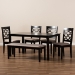Baxton Studio Gabriel Modern and Contemporary Sand Fabric Upholstered and Dark Brown Finished Wood 6-Piece Dining Set - RH335C-Sand/Dark Brown-6PC Dining Set