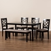 Baxton Studio Gabriel Modern and Contemporary Sand Fabric Upholstered and Dark Brown Finished Wood 6-Piece Dining Set - RH335C-Sand/Dark Brown-6PC Dining Set