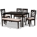 Baxton Studio Gabriel Modern and Contemporary Sand Fabric Upholstered and Dark Brown Finished Wood 6-Piece Dining Set - RH335C-Sand/Dark Brown-6PC Dining Set