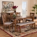 Baxton Studio Gabriel Modern and Contemporary Grey Fabric Upholstered and Walnut Brown Finished Wood 6-Piece Dining Set - RH335C-Grey/Walnut-6PC Dining Set