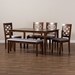Baxton Studio Gabriel Modern and Contemporary Grey Fabric Upholstered and Walnut Brown Finished Wood 6-Piece Dining Set - RH335C-Grey/Walnut-6PC Dining Set