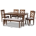 Baxton Studio Gabriel Modern and Contemporary Grey Fabric Upholstered and Walnut Brown Finished Wood 6-Piece Dining Set - RH335C-Grey/Walnut-6PC Dining Set