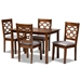 Baxton Studio Henry Modern and Contemporary Grey Fabric Upholstered and Walnut Brown Finished Wood 5-Piece Dining Set