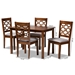 Baxton Studio Henry Modern and Contemporary Grey Fabric Upholstered and Walnut Brown Finished Wood 5-Piece Dining Set - RH335C-Grey/Walnut-5PC Dining Set
